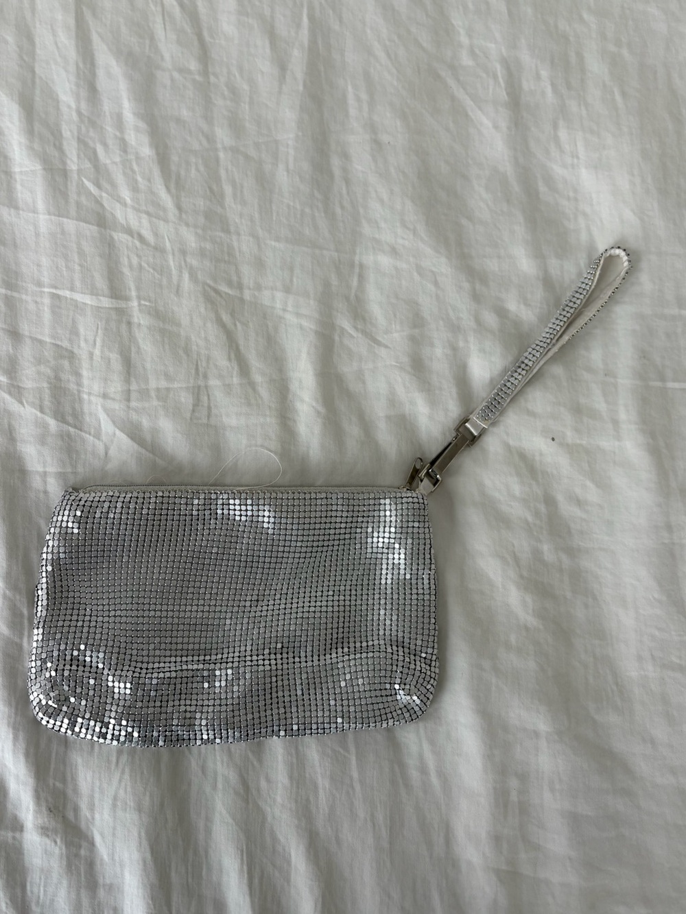 Silver Mesh disco wristlet Clutch -
